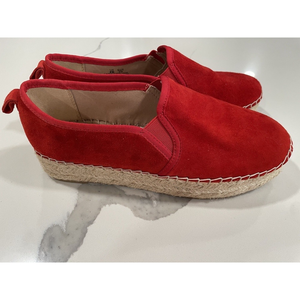 Sam Edelman‎ SZ 8 Womens Carrin Suede Platform Esparadille Slip On Shoes Red SHB